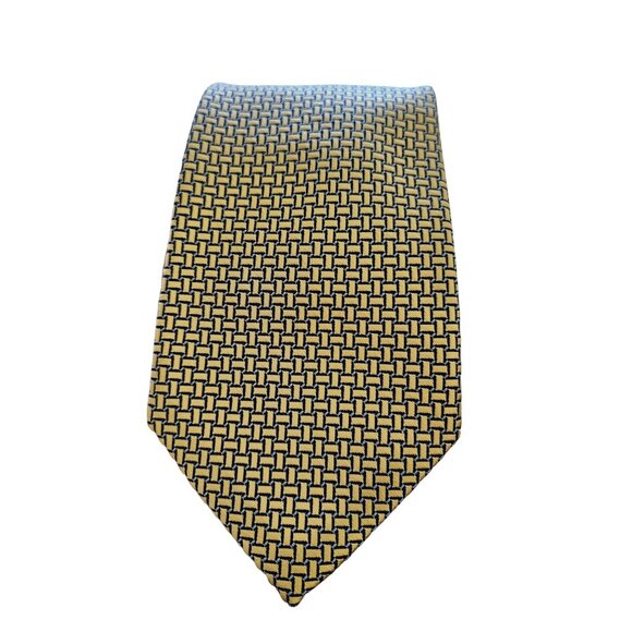 Jos A Bank Signature Collection Silk Tie Gold & Blue Geometric Business Formall - Picture 3 of 6